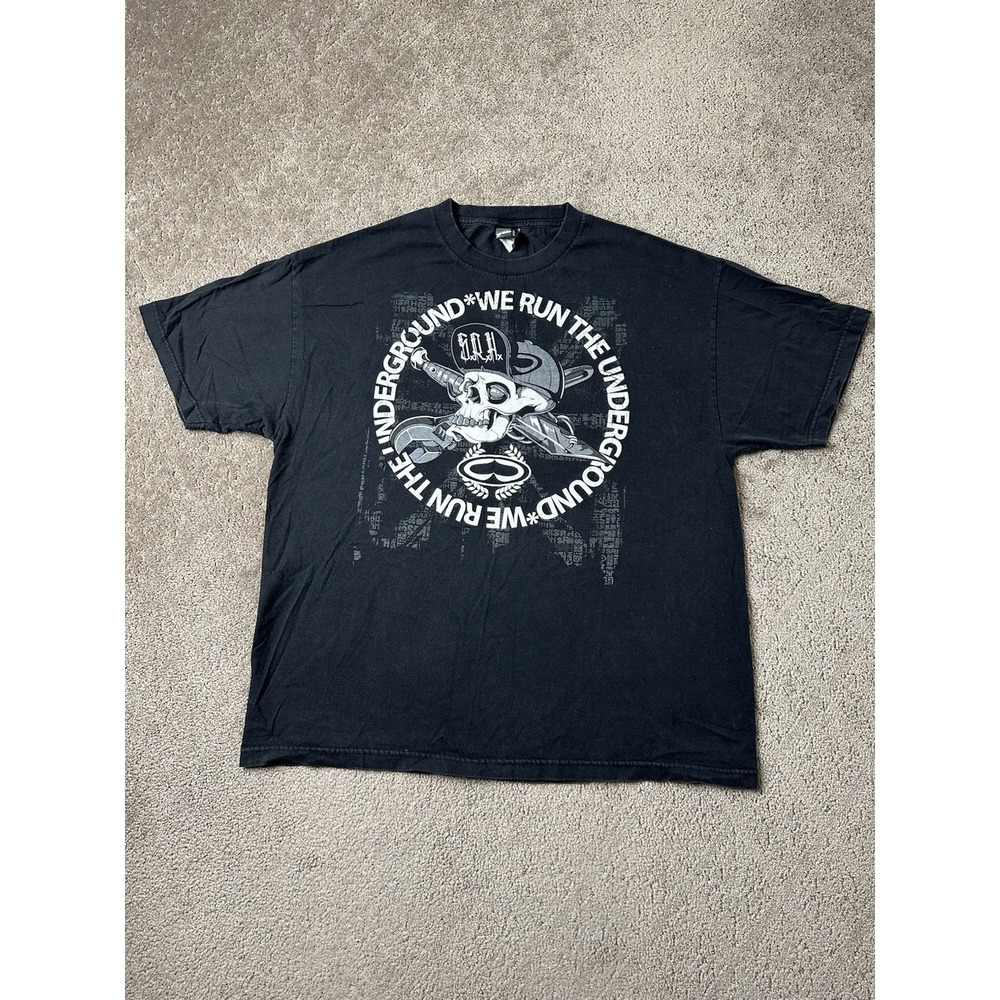 Vintage T-shirt SRH "We Run The Underground" Skull‎ Graphic Skate Punk, Size XL